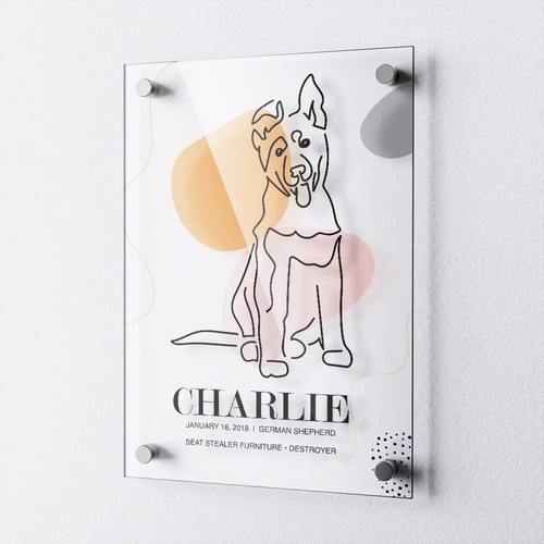 ★NEW★ Custom One Pet Line Art Digital Portrait on Acrylic Made for Milo