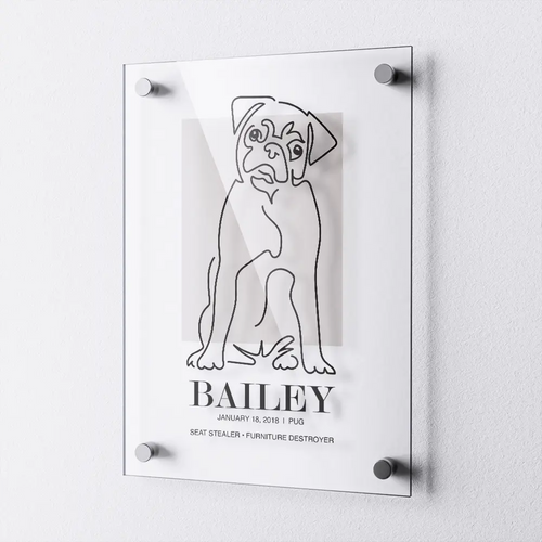 ★NEW★ Custom One Pet Line Art Digital Portrait on Acrylic Made for Milo