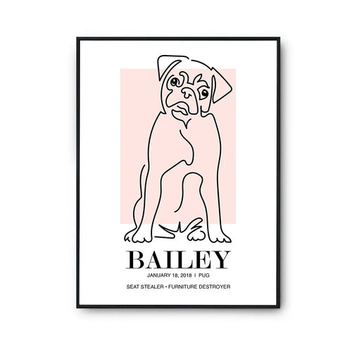 Custom One Pet Line Art Digital Portrait Made for Milo