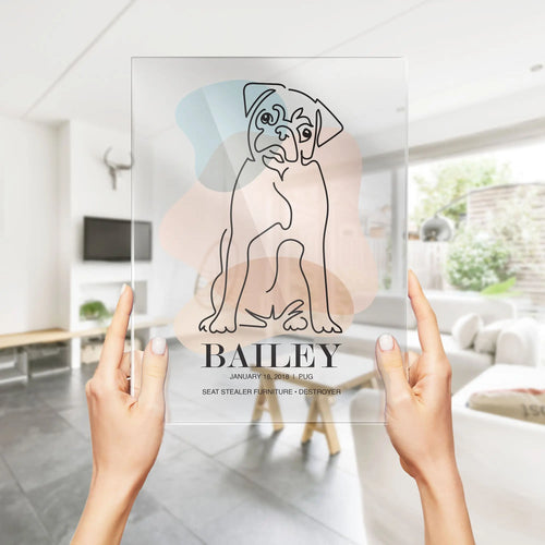 ★NEW★ Custom One Pet Line Art Digital Portrait on Acrylic Made for Milo