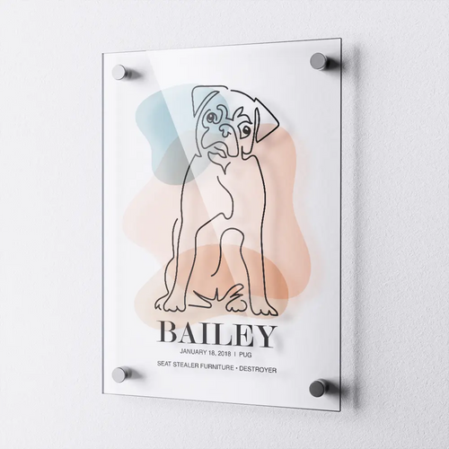 ★NEW★ Custom One Pet Line Art Digital Portrait on Acrylic Made for Milo