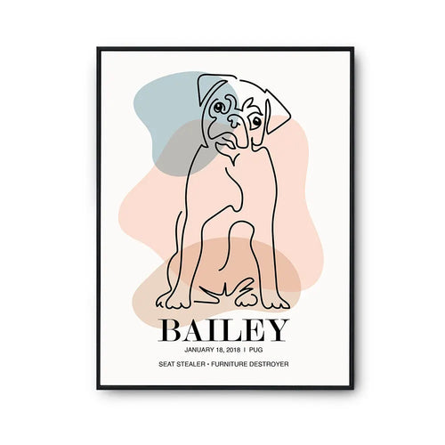 Custom One Pet Line Art Digital Portrait Made for Milo